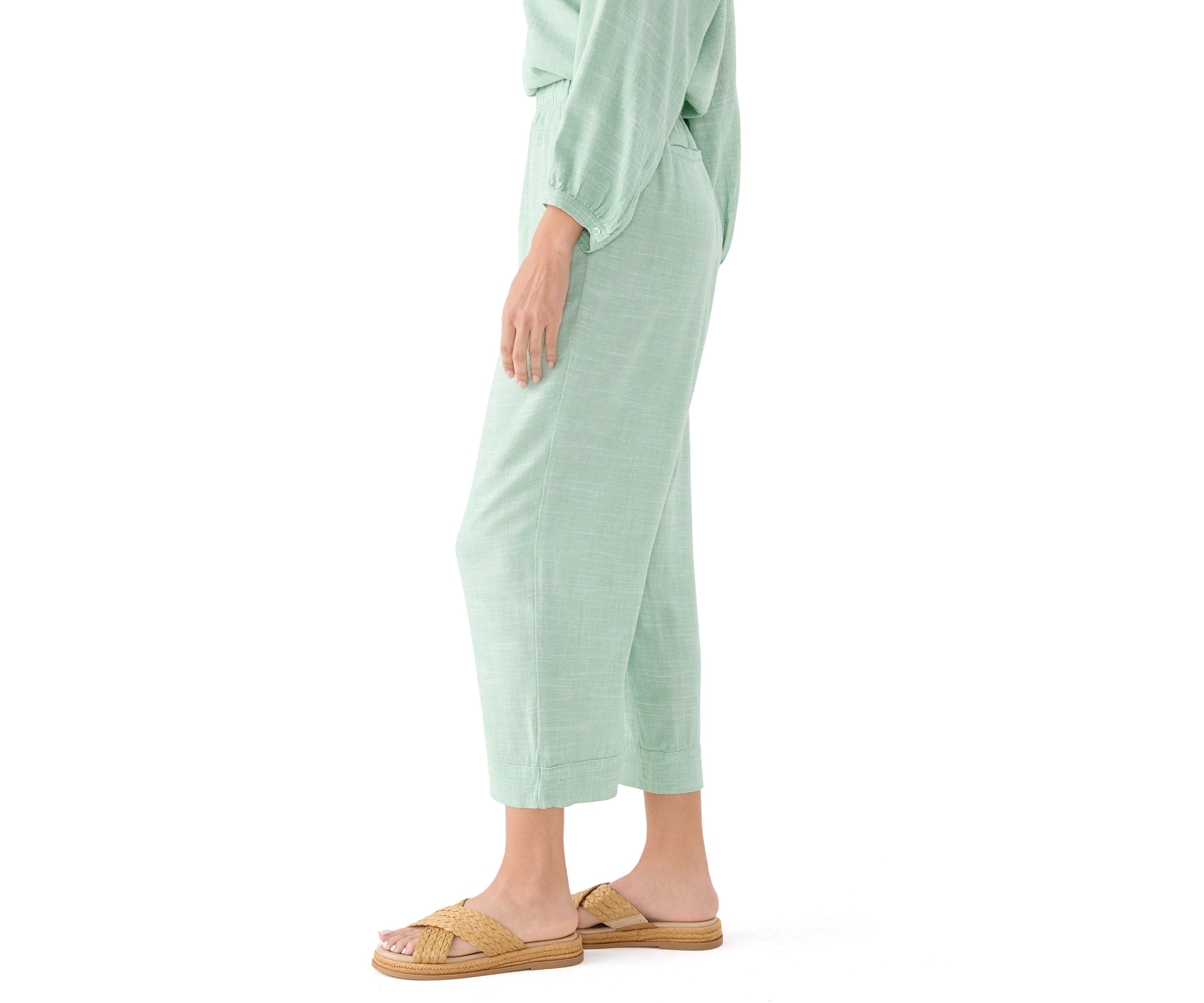Womens Pull On Linen Blend Cross-Dyed Pants