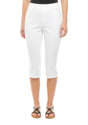 Conrad C Proportion Petite Womens White Flat Front Casual Capri Pants size  12