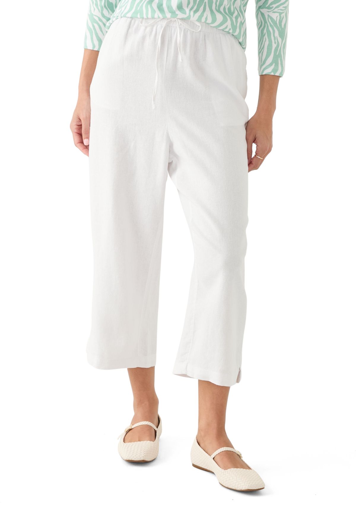 Petite Pull On Linen Cropped Pants