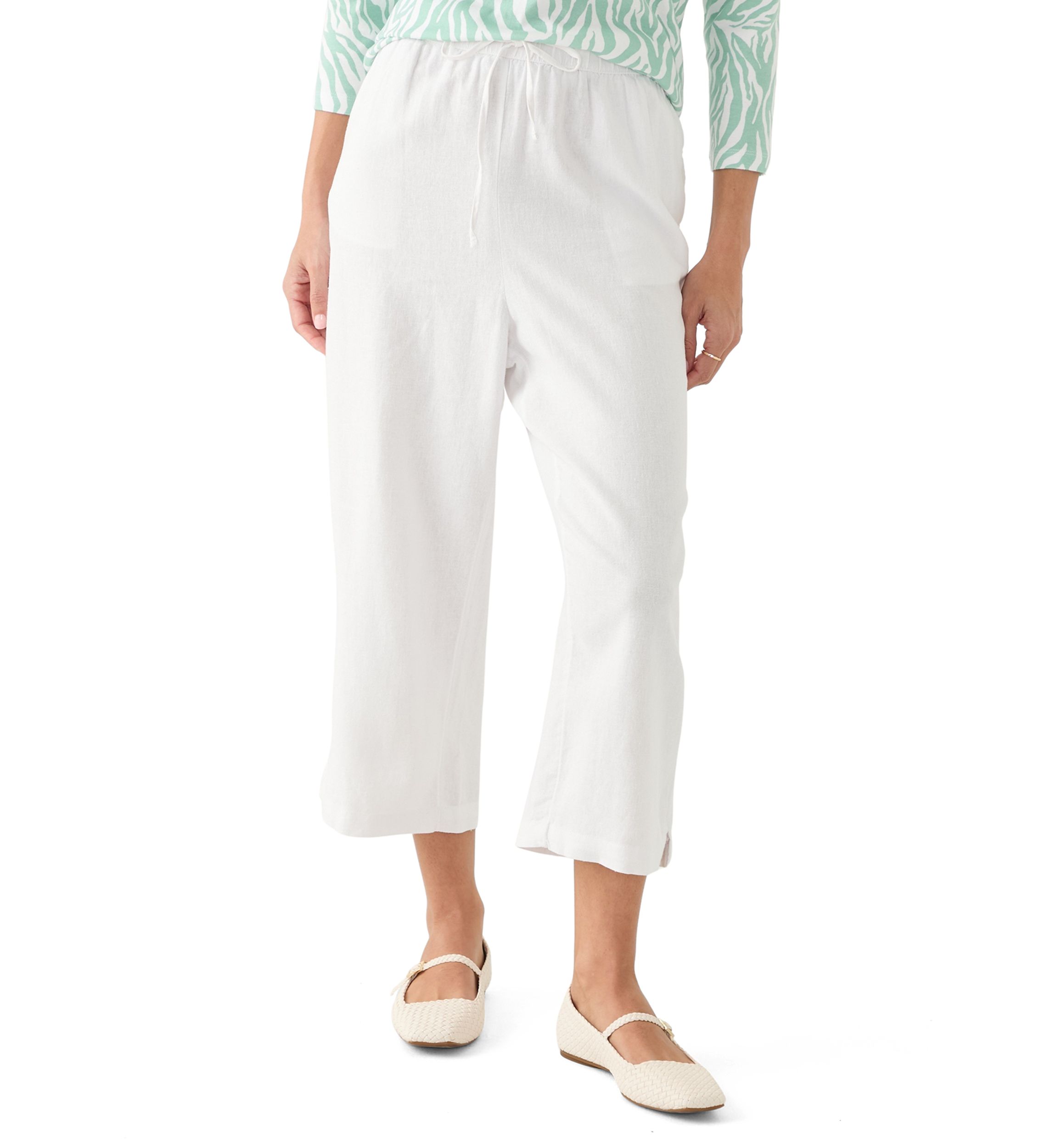 Petite Pull On Linen Cropped Pants
