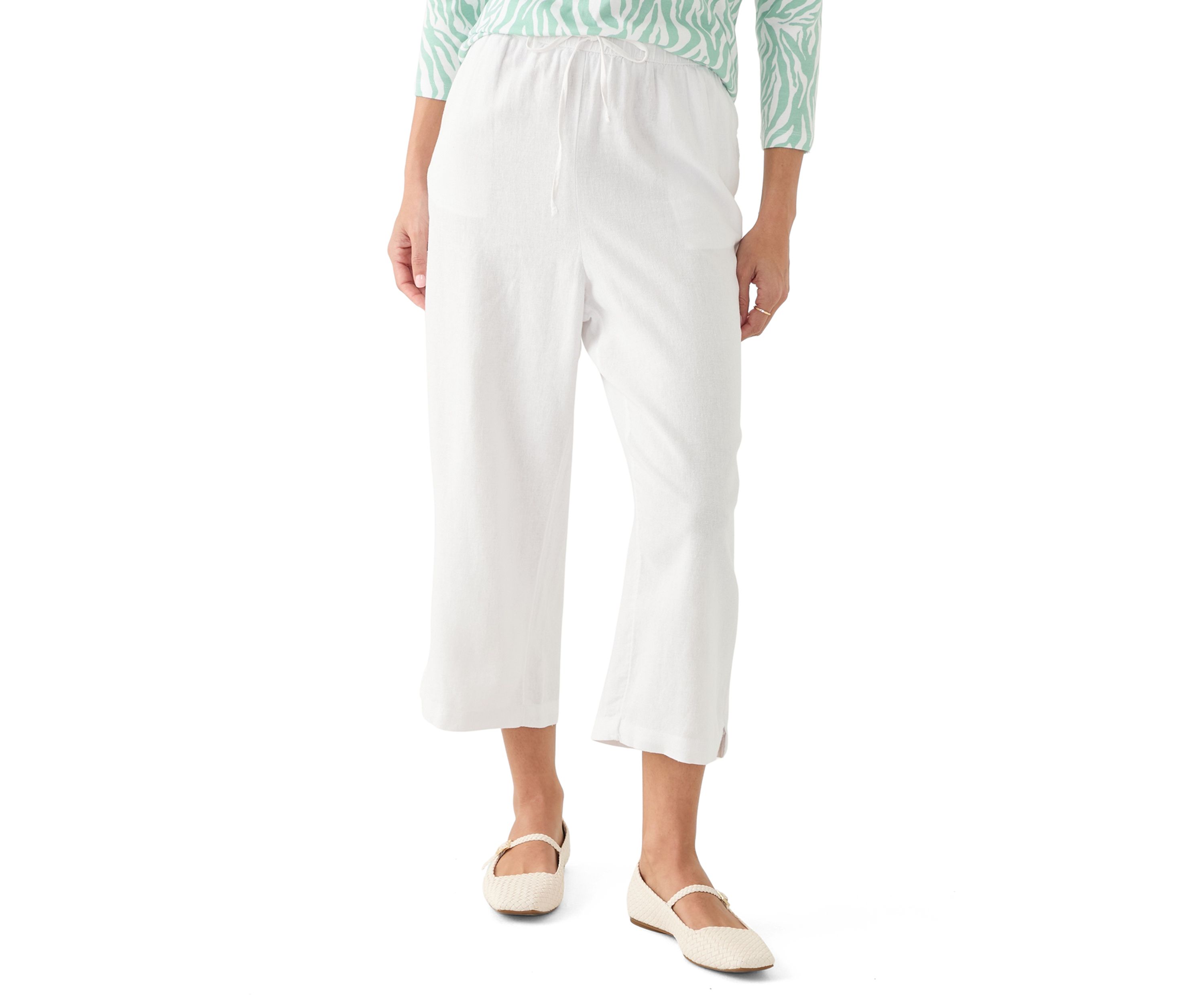 Petite Pull On Linen Cropped Pants
