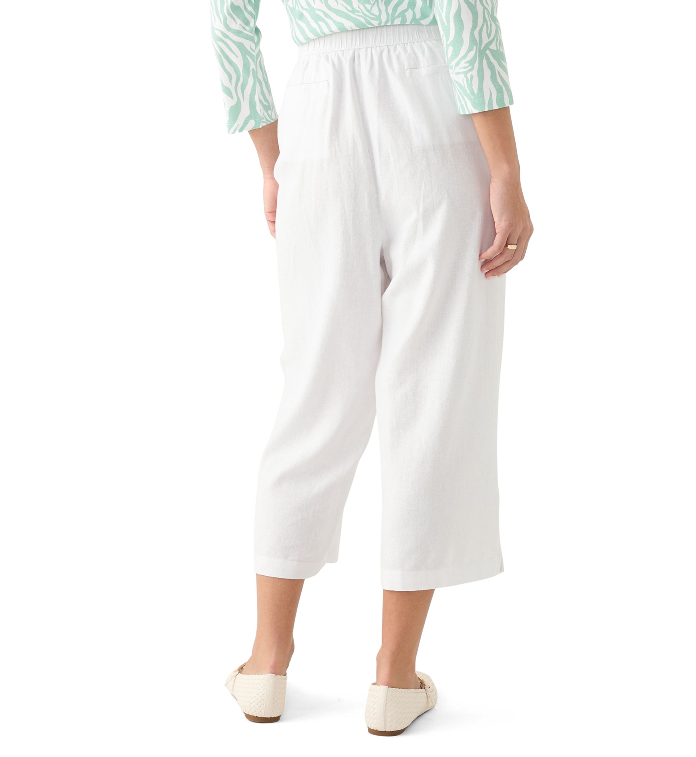 Petite Pull On Linen Cropped Pants