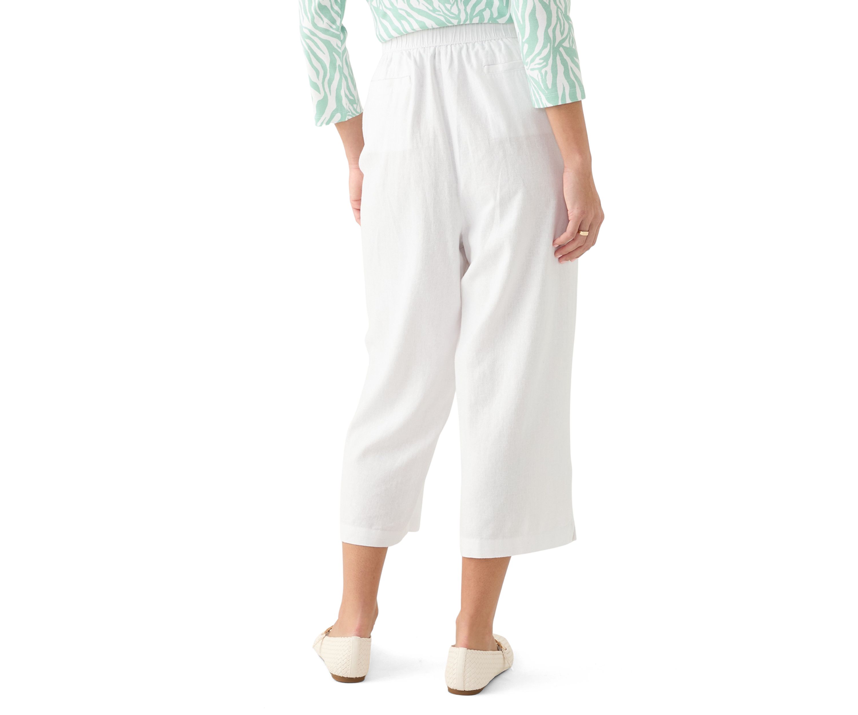 Petite Pull On Linen Cropped Pants