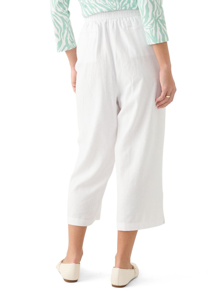 Petite Pull On Linen Cropped Pants