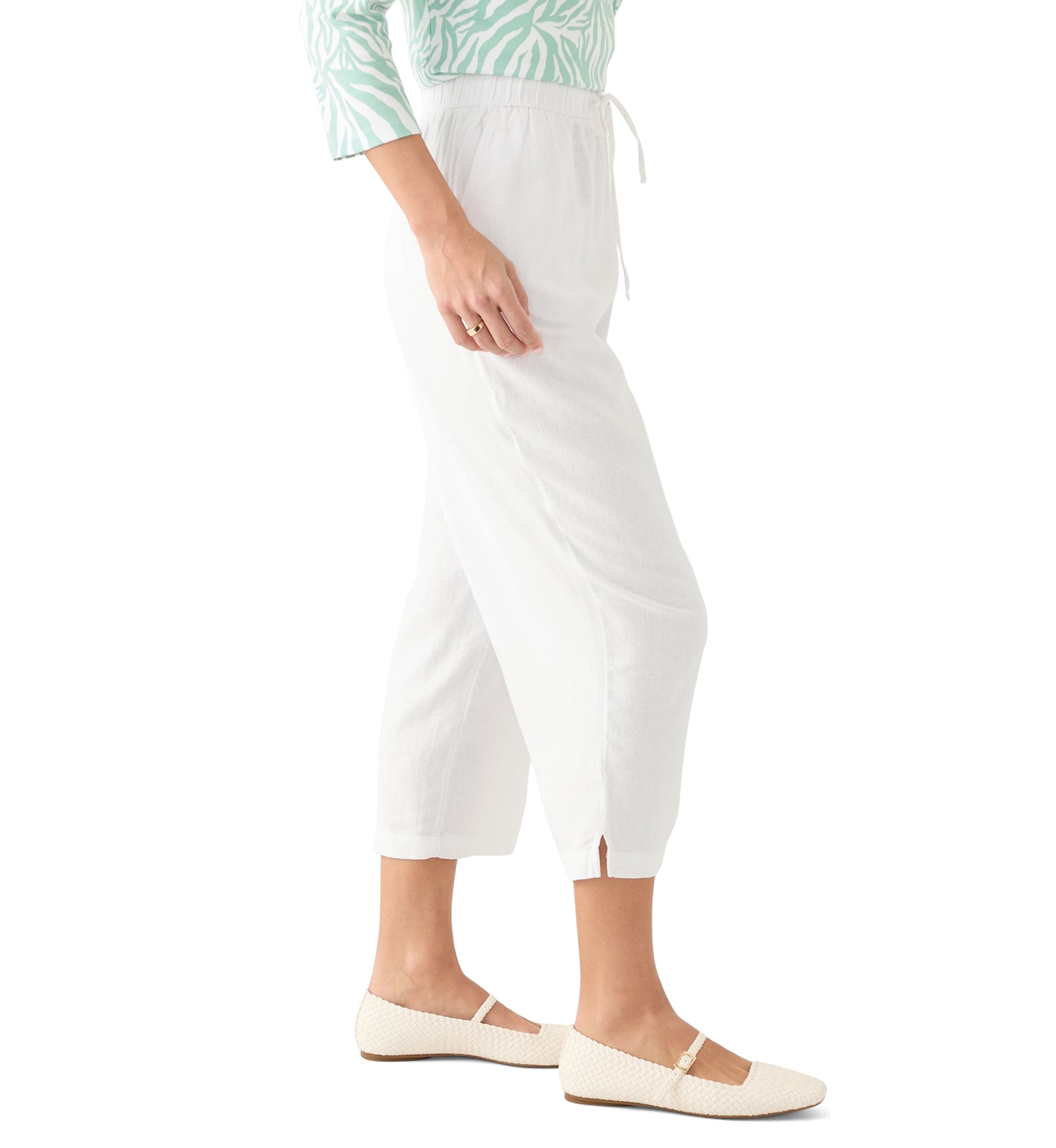 Petite Pull On Linen Cropped Pants