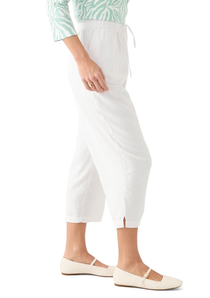Petite Pull On Linen Cropped Pants