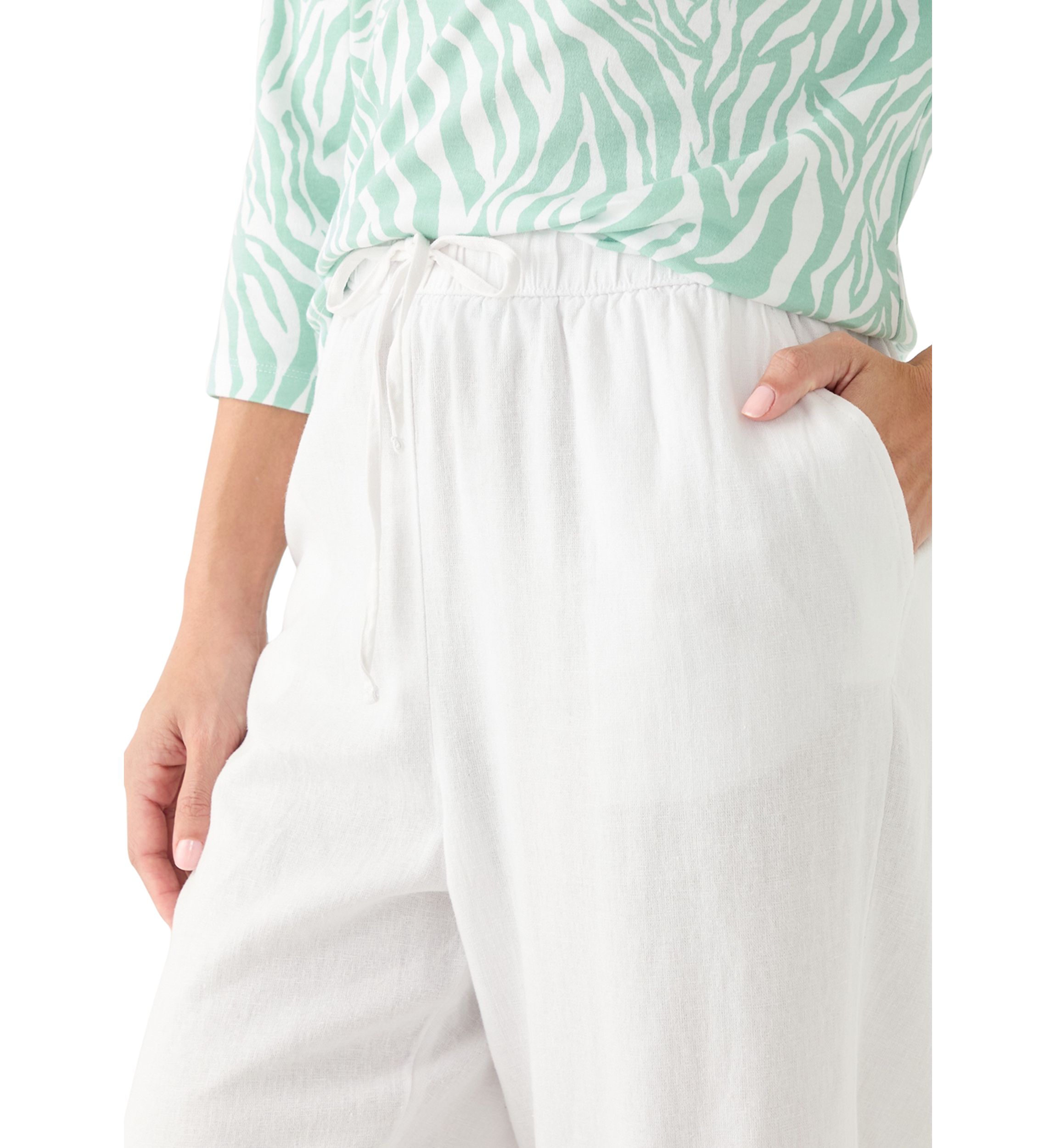 Petite Pull On Linen Cropped Pants