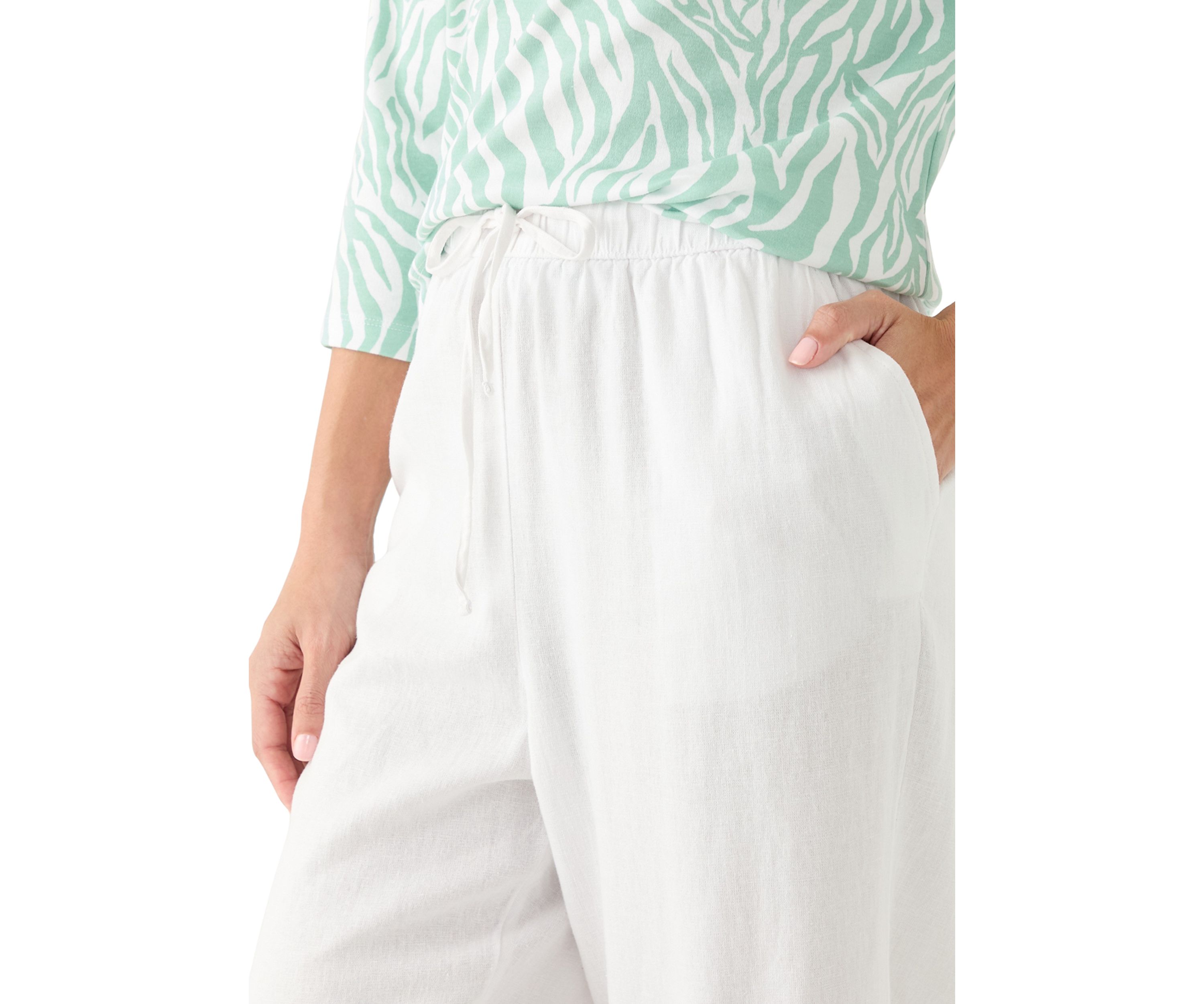 Petite Pull On Linen Cropped Pants