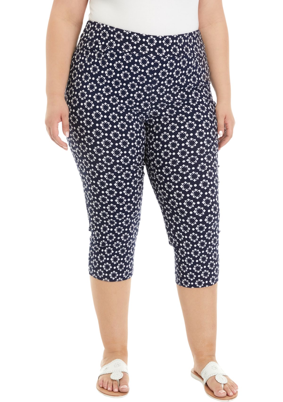 Plus Size Printed Capri Pants