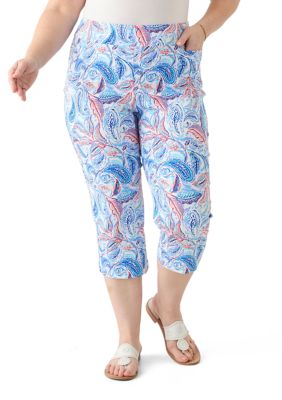 Kim Rogers Women's Plus Size Lighthouse Scenic Straight Leg Capri Pants, 16W -  0696073920712