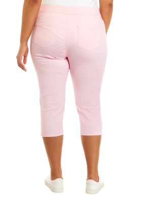 QUYUON Plus Size Capris for Women Ladies Capris with Belt Loops