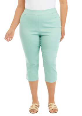 Kim Rogers Women's Plus Size Millennium Capri Pants, Mint, 16W -  0696073556676
