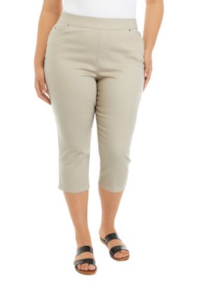 Briggs New York Womens Khaki Capris Pants Uniform Stone color Cotton Size  16W