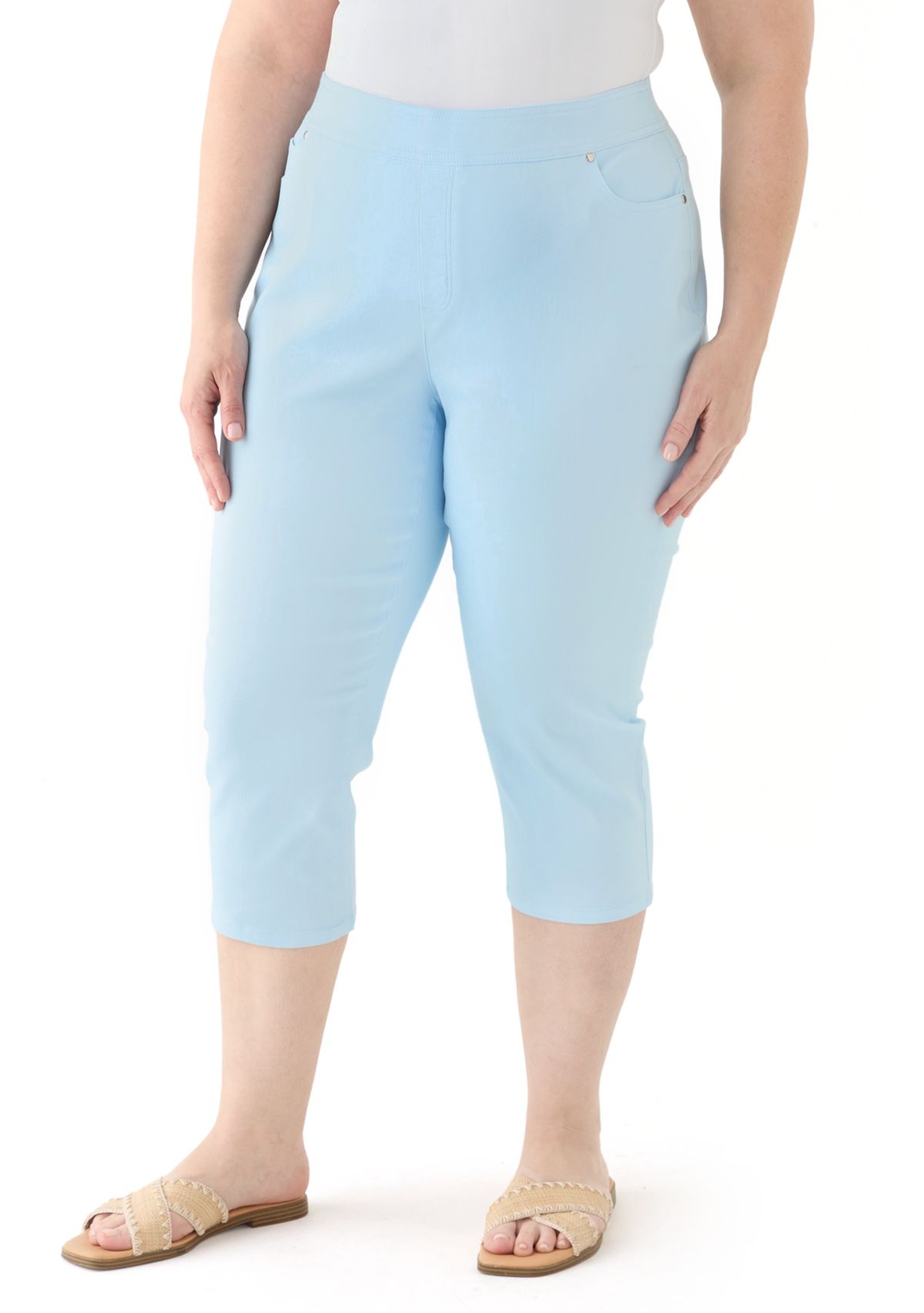 Plus Size Cotton Blend Capri Pants 