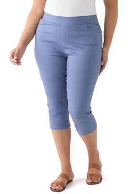 Kim Rogers Women's Plus Size Cotton Blend Capri Pants, Blue, 16W -  0696073883383