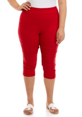 Red Pants Silver Threads 14PA Kim Rogers NWT Pull On Tummy Control