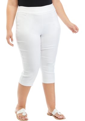 Kim Rogers Women's Plus Size Millennium Capri Pants, White, 16W -  0696073450769