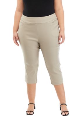 Kim Rogers Women's Cotton Super Stretch Capri Pants Tummy Control Yellow  12P