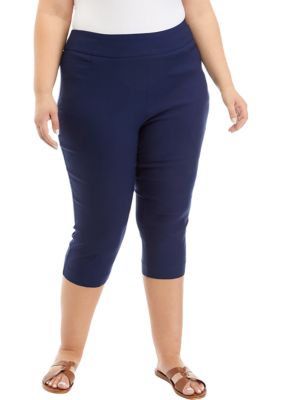 Kim Rogers Women's Plus Size Millennium Capri Pants, Navy Blue, 16W -  0696073450868