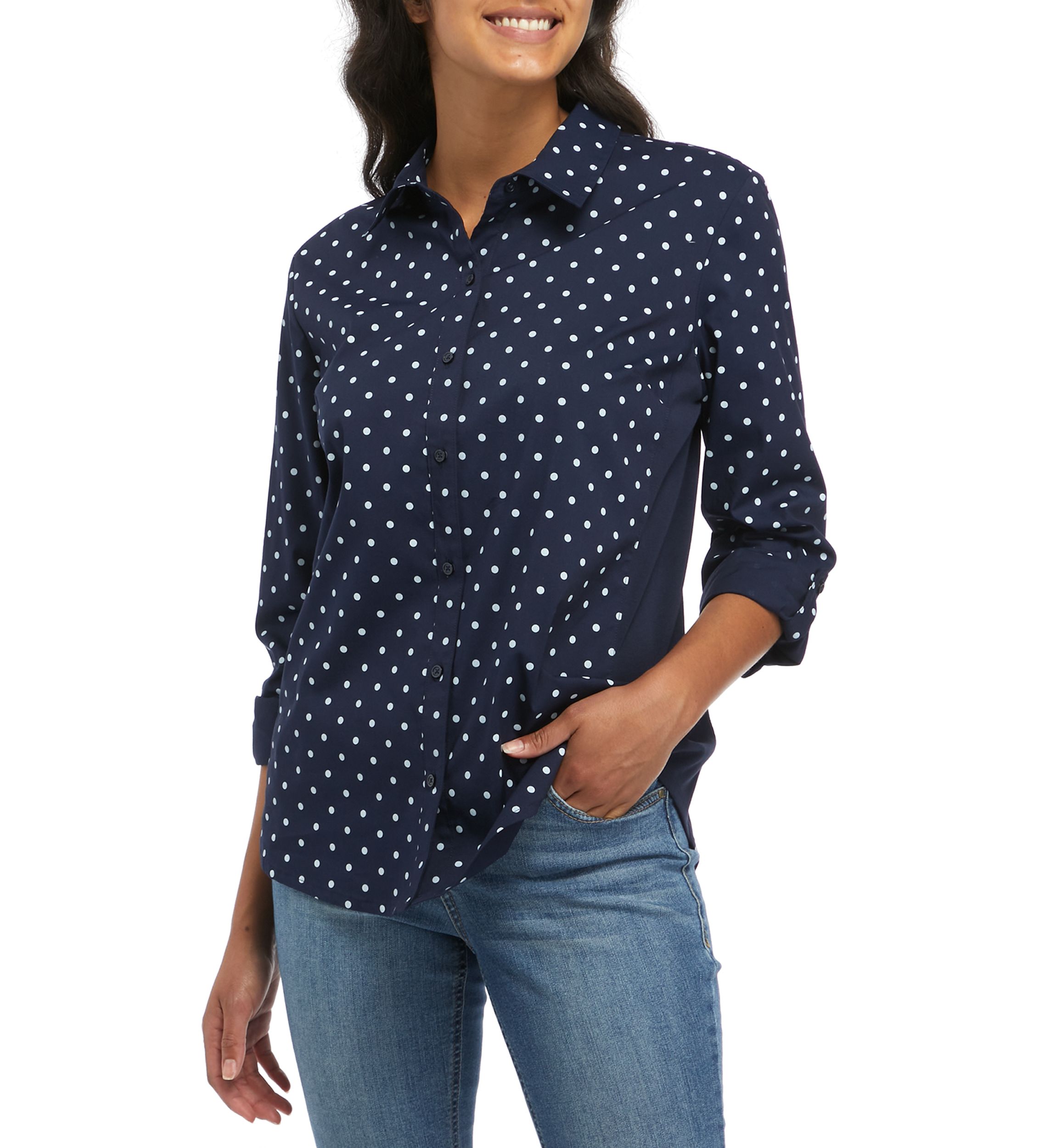 Womens Roll Tab Knit to Fit Shirt 