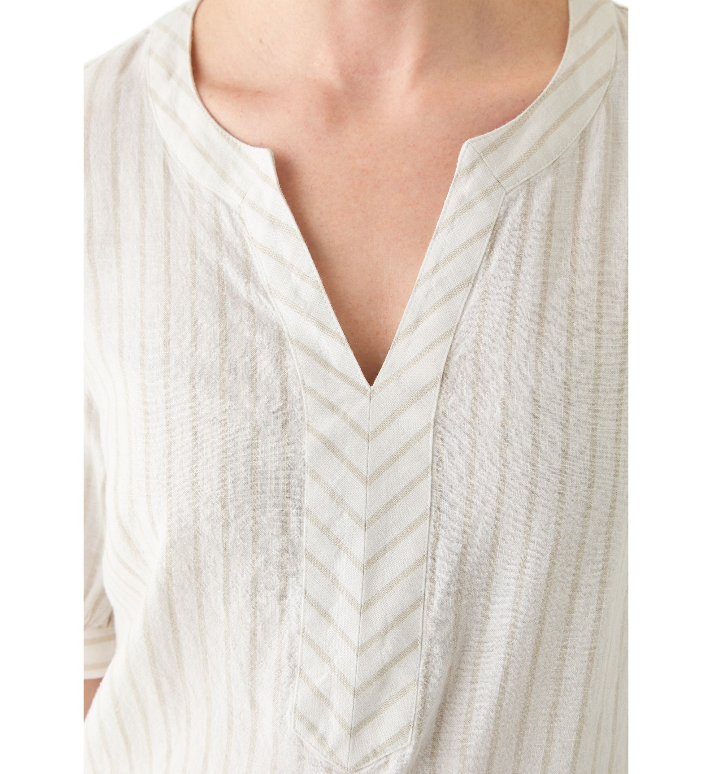 Womens Elbow Sleeve Tie Detail Linen Top