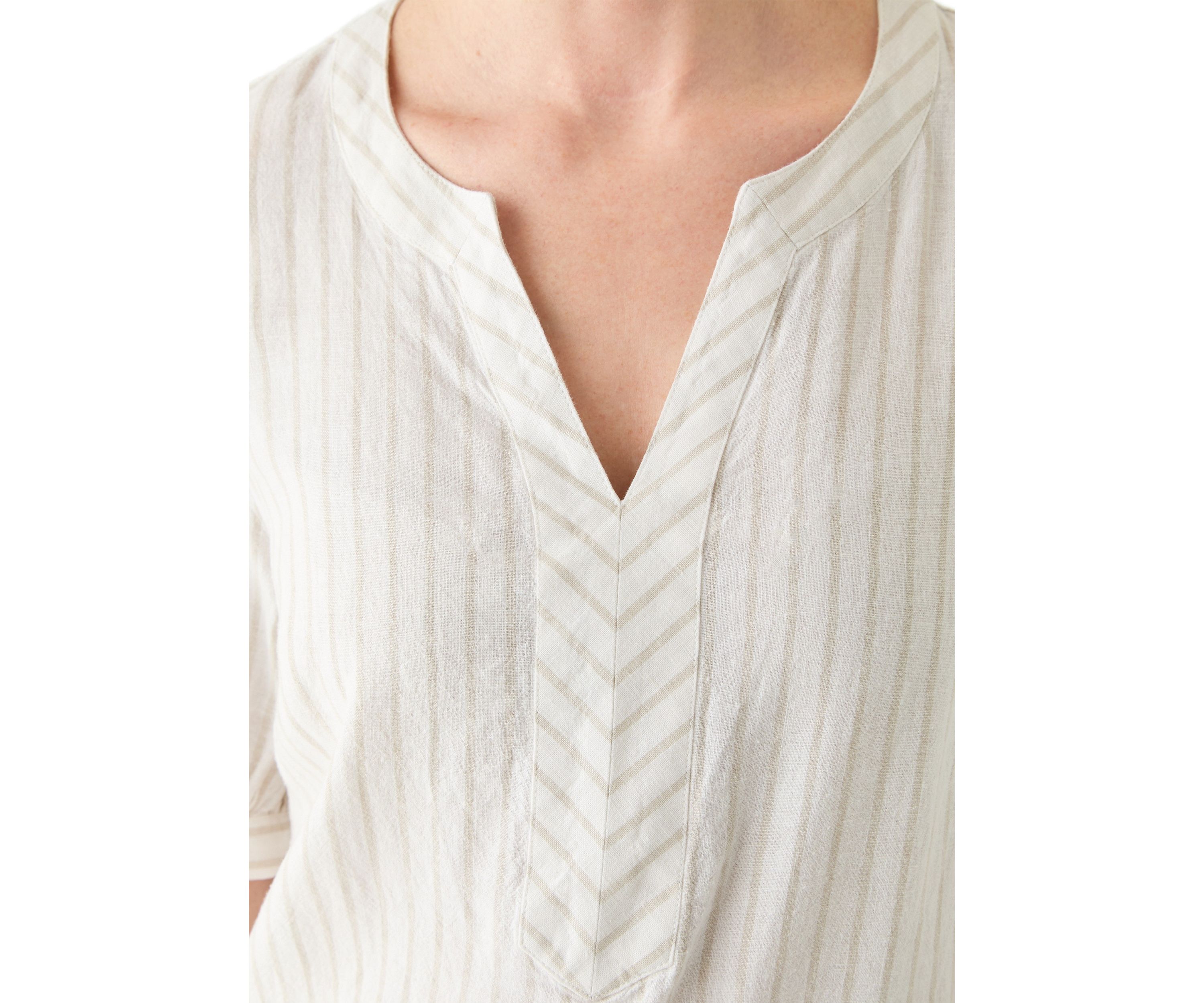 Womens Elbow Sleeve Tie Detail Linen Top