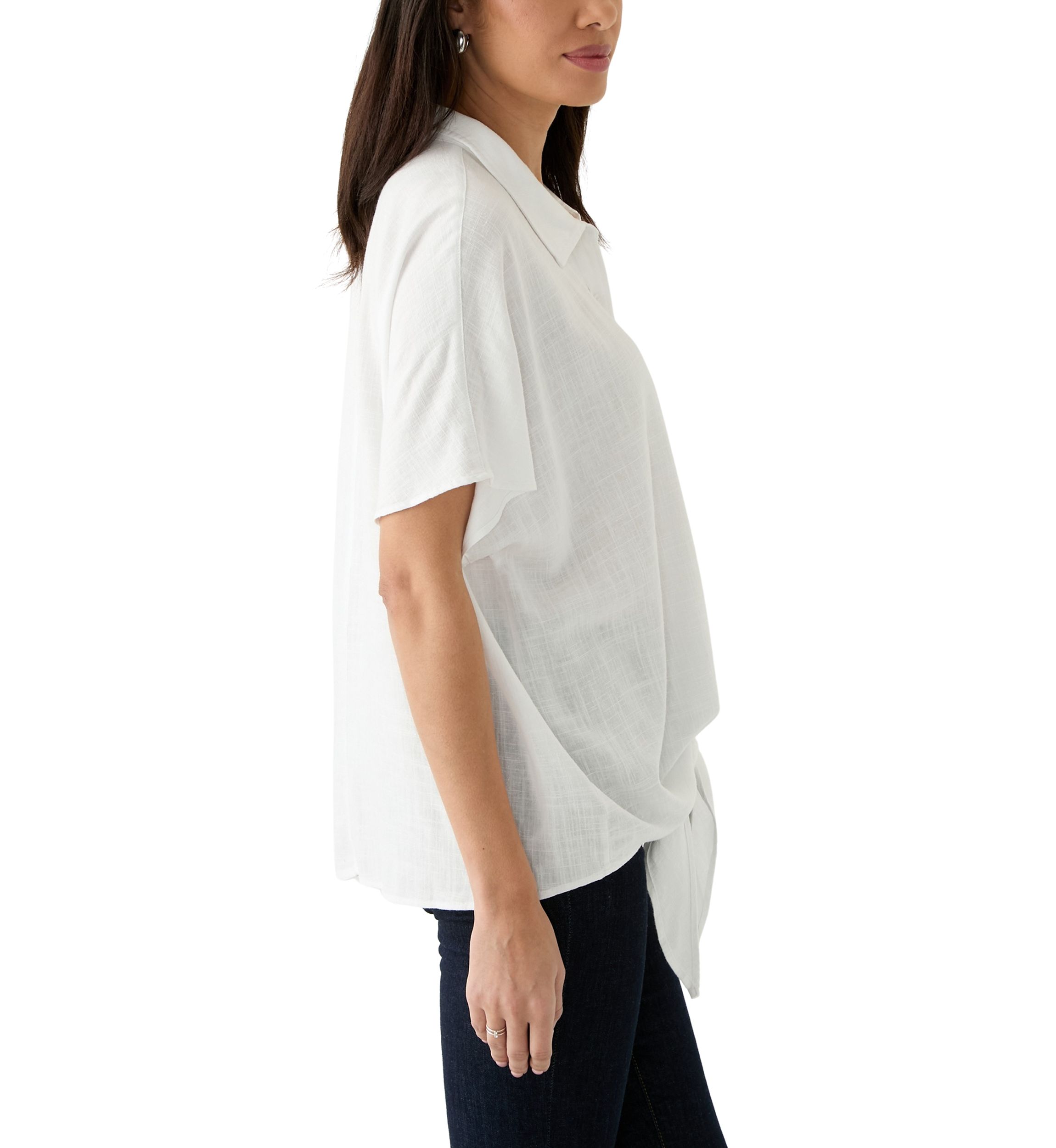 Womens Short Sleeve Tie Front Shirt 