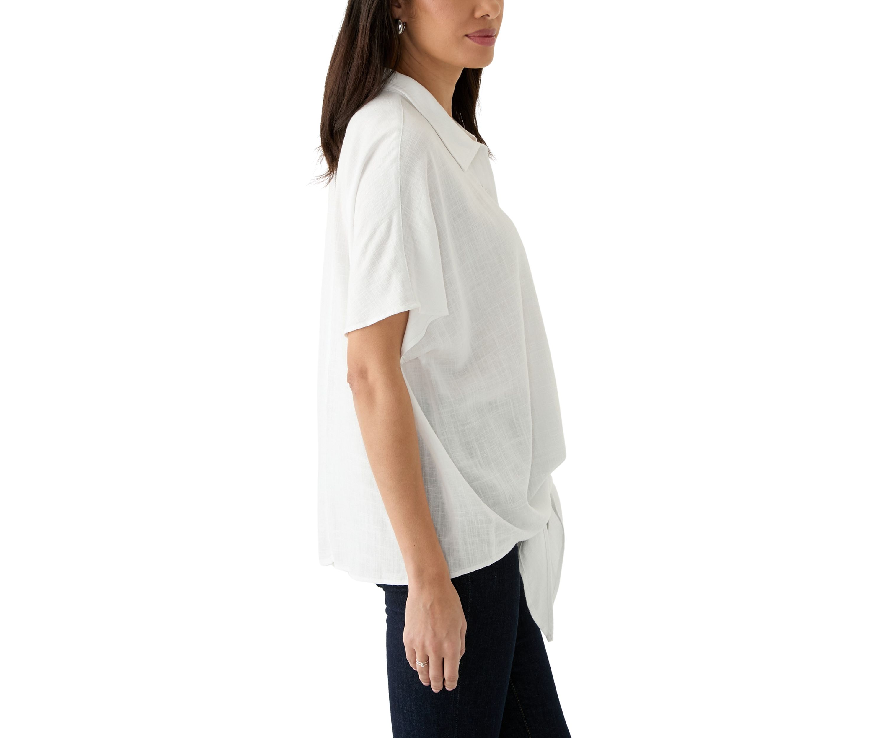 Womens Short Sleeve Tie Front Shirt 