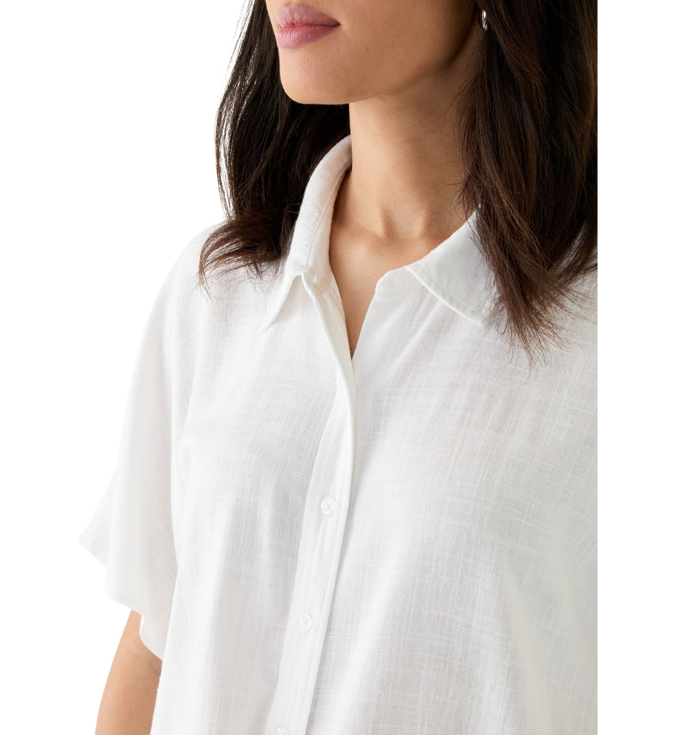 Womens Short Sleeve Tie Front Shirt 