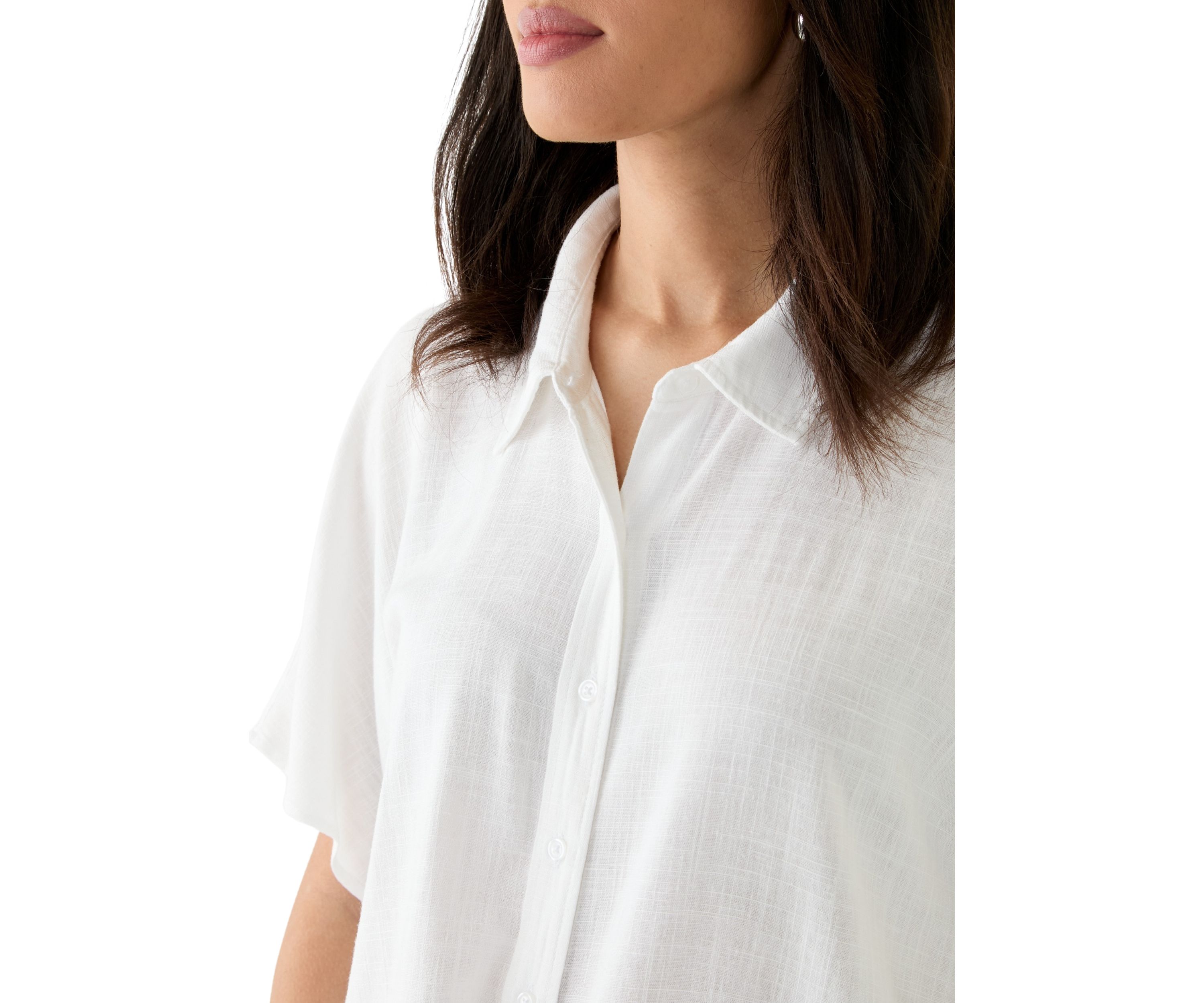 Womens Short Sleeve Tie Front Shirt 