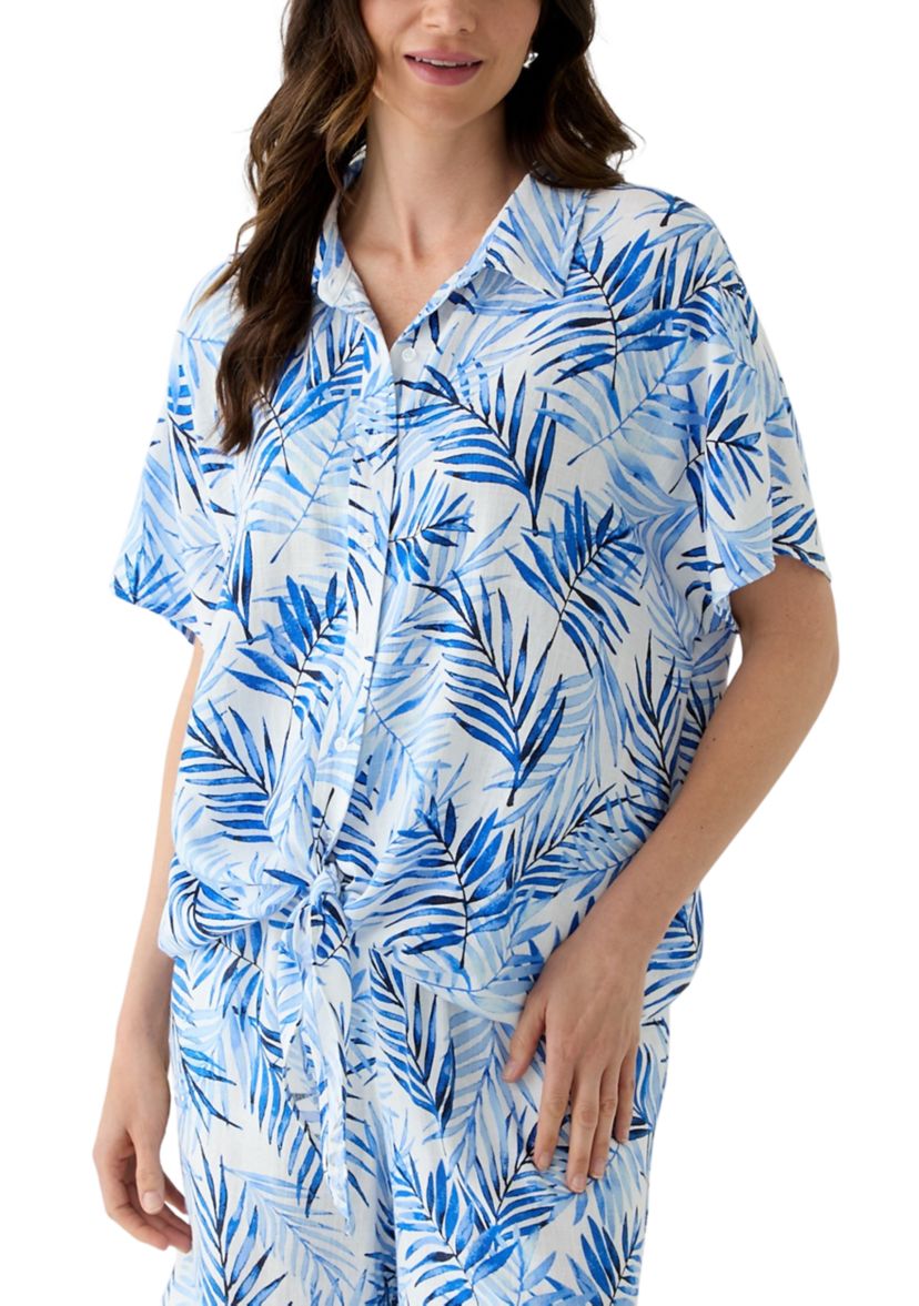 Womens Printed Button Down Shirt