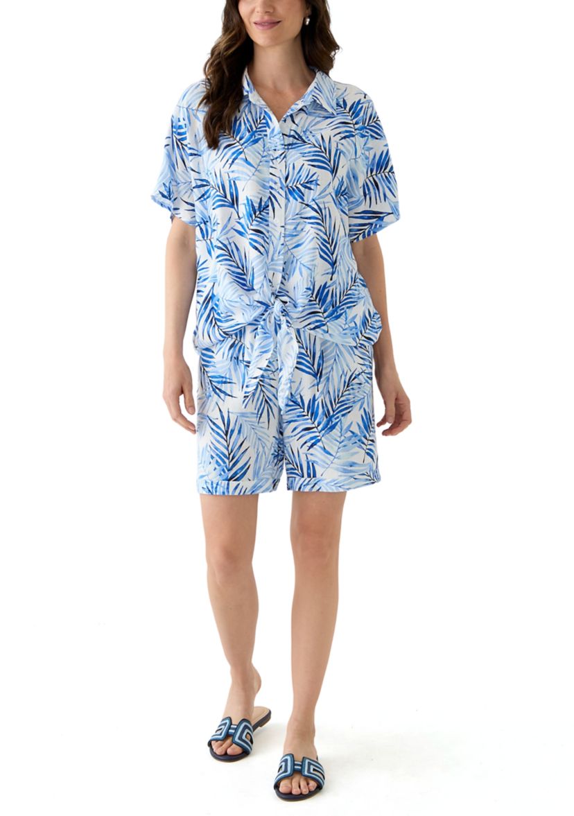 Womens Printed Button Down Shirt