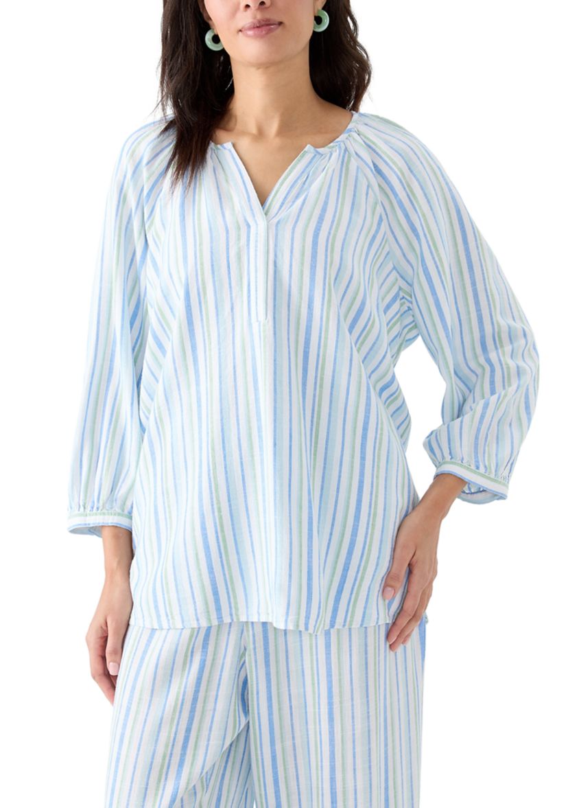	  Womens 3/4 Blouson Sleeve Stitch Detail Shirt 