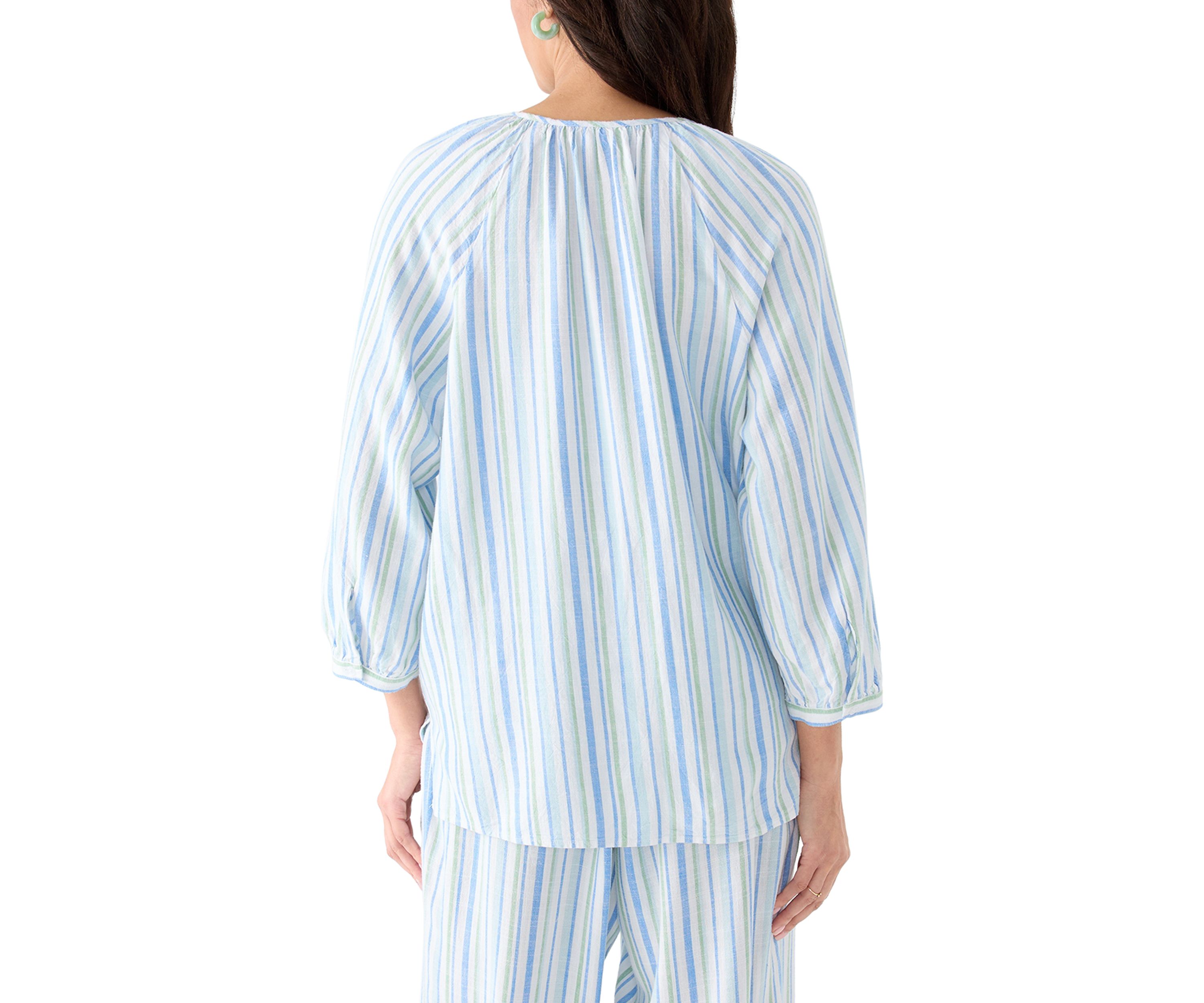 	  Womens 3/4 Blouson Sleeve Stitch Detail Shirt 
