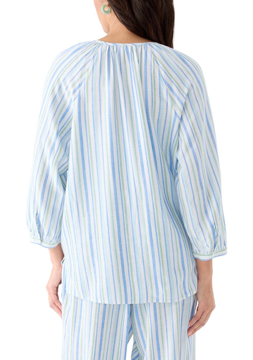 	  Womens 3/4 Blouson Sleeve Stitch Detail Shirt 
