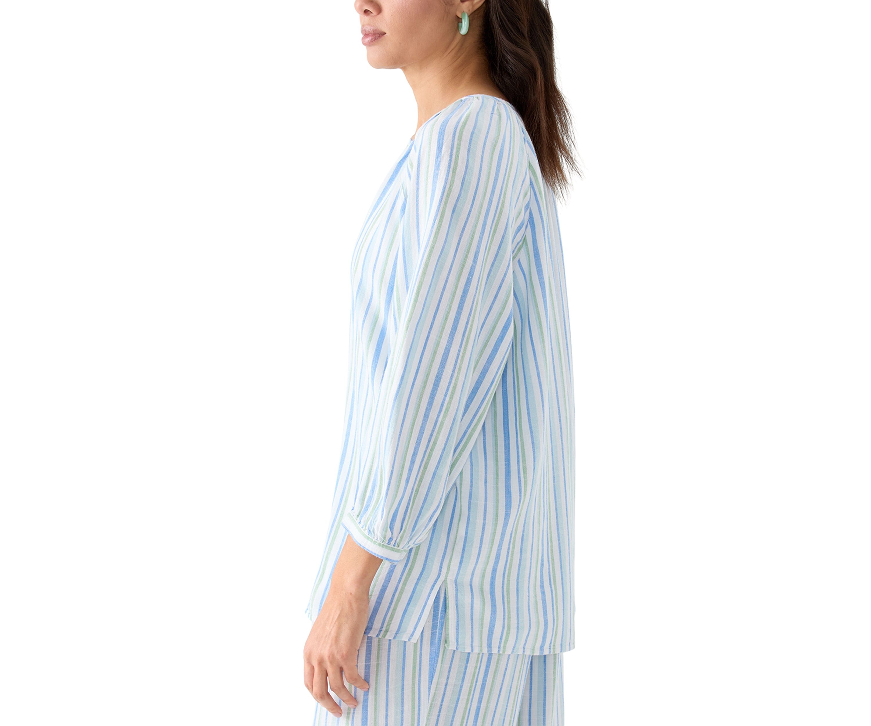 	  Womens 3/4 Blouson Sleeve Stitch Detail Shirt 