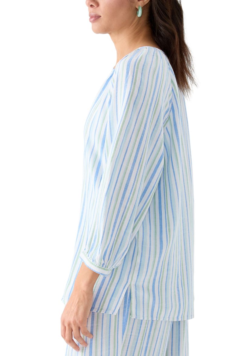 	  Womens 3/4 Blouson Sleeve Stitch Detail Shirt 