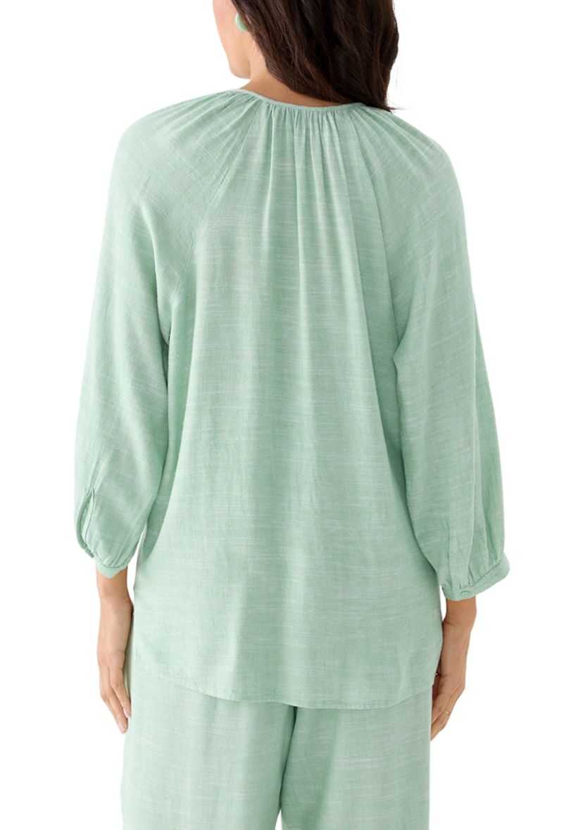 Womens 3/4 Blouson Sleeve Stitch Detail Shirt 