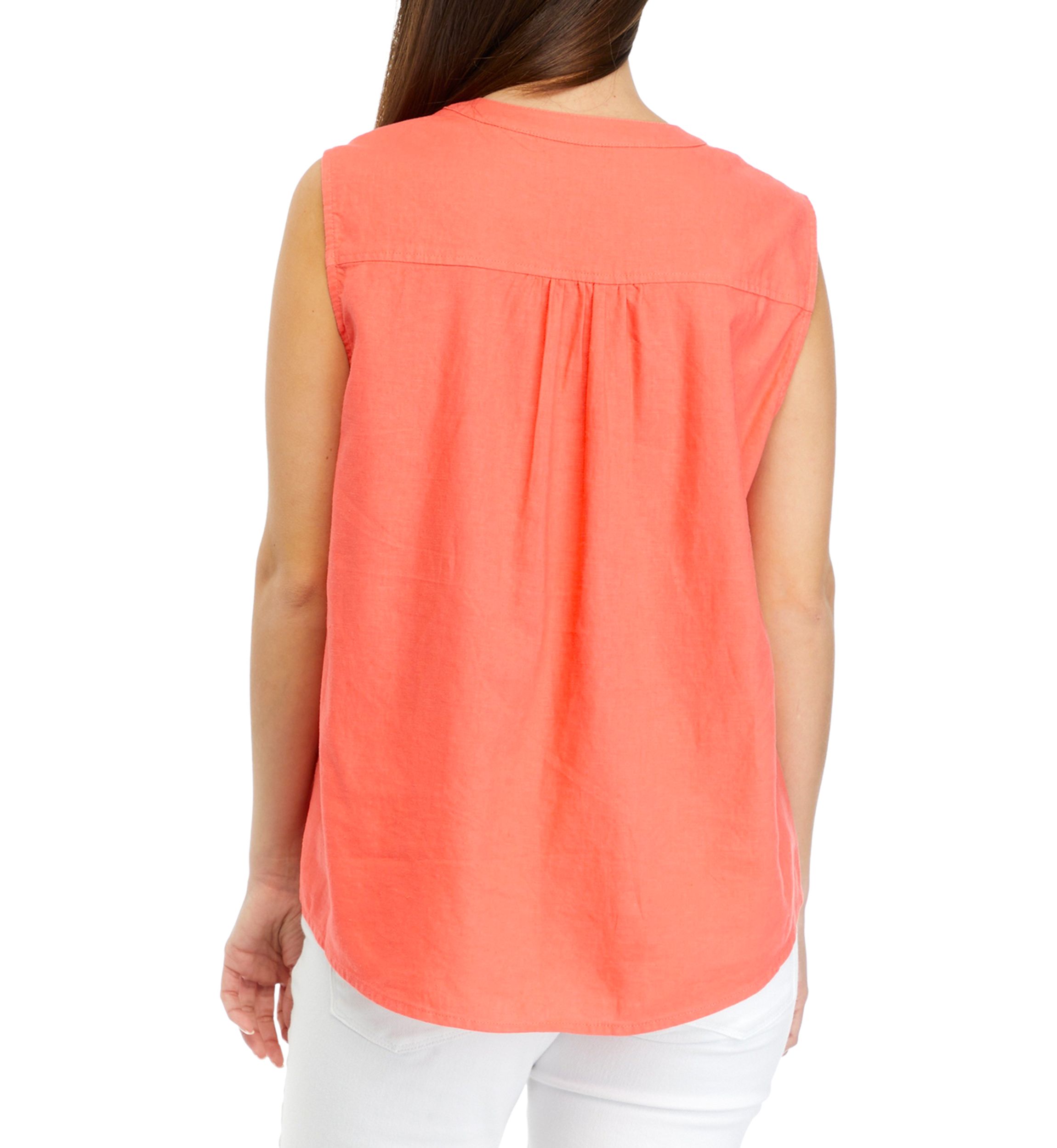 Petite Sleeveless Linen Woven Blouse