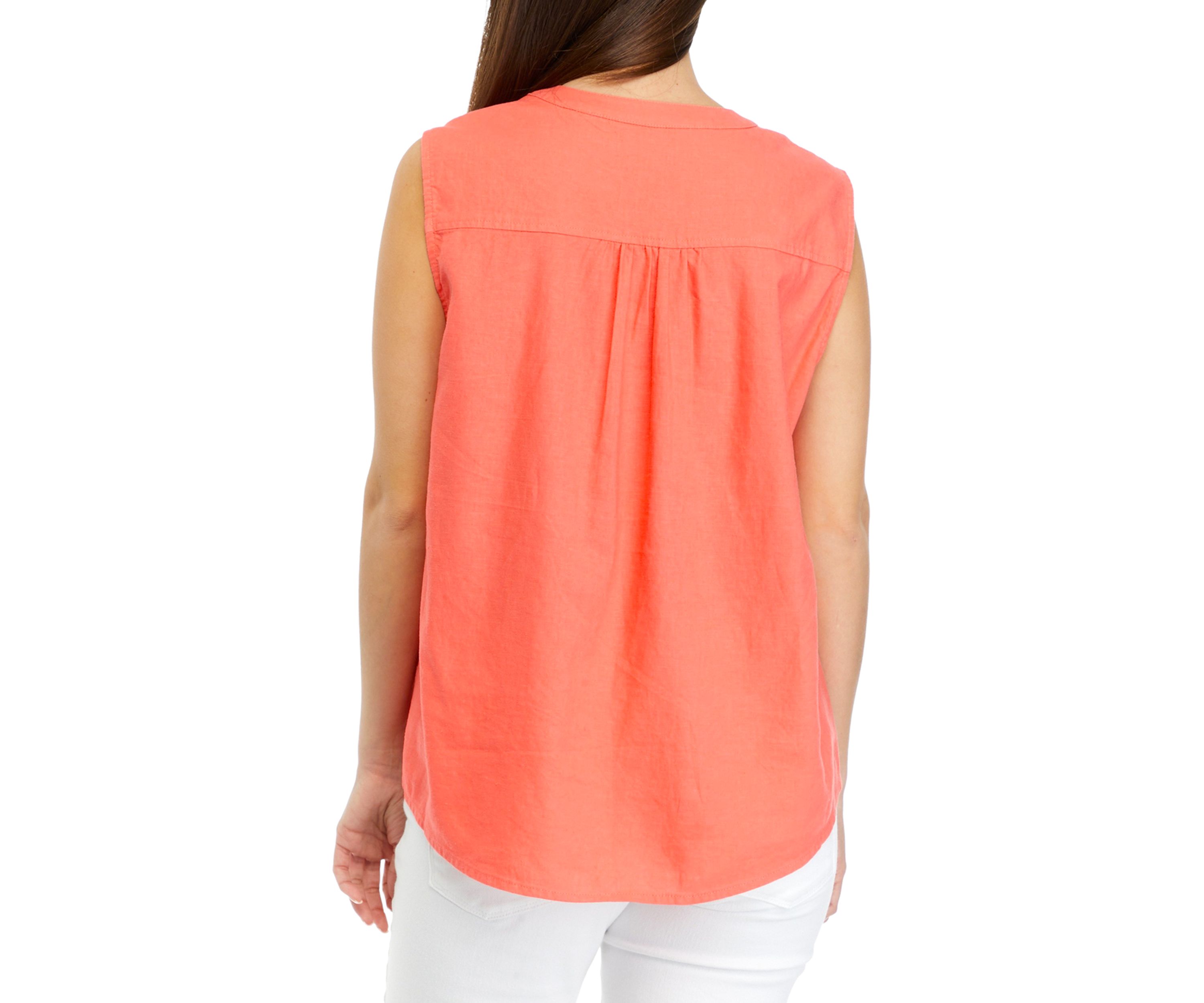 Petite Sleeveless Linen Woven Blouse