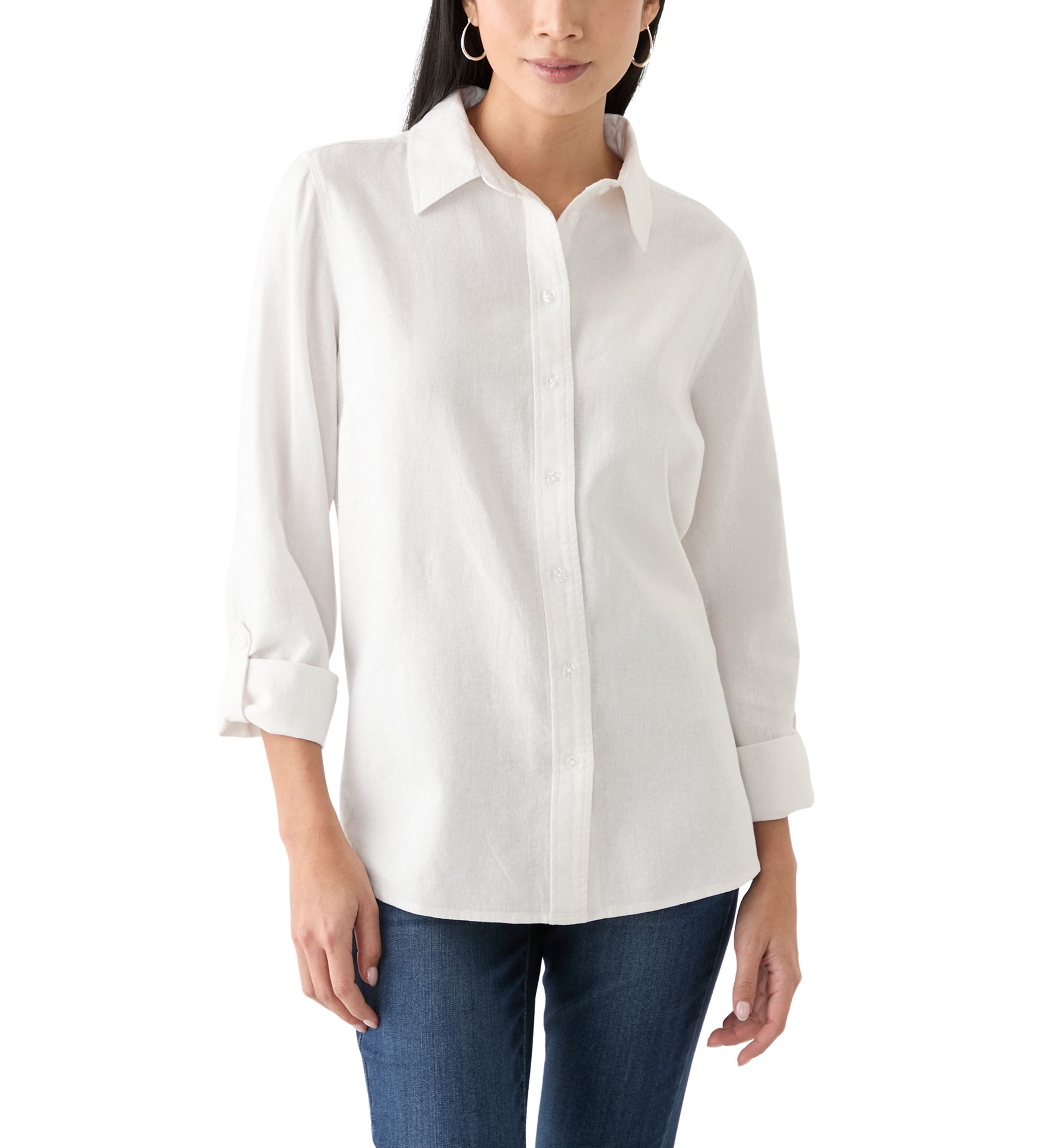 Petite Linen Blend Boyfriend Shirt