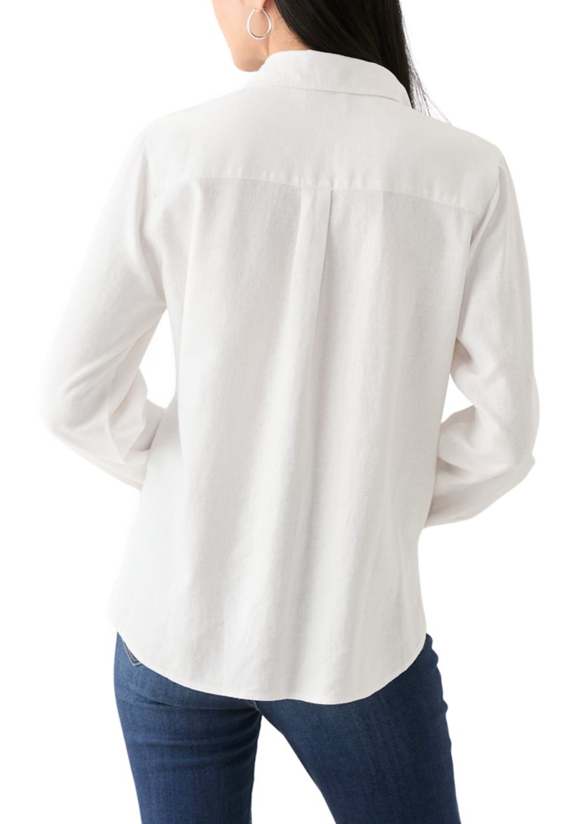 Petite Linen Blend Boyfriend Shirt