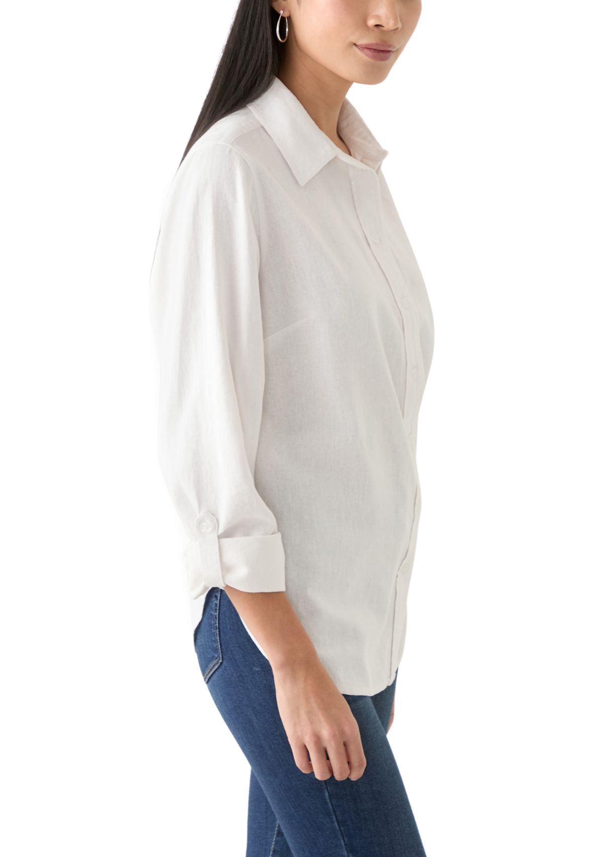 Petite Linen Blend Boyfriend Shirt