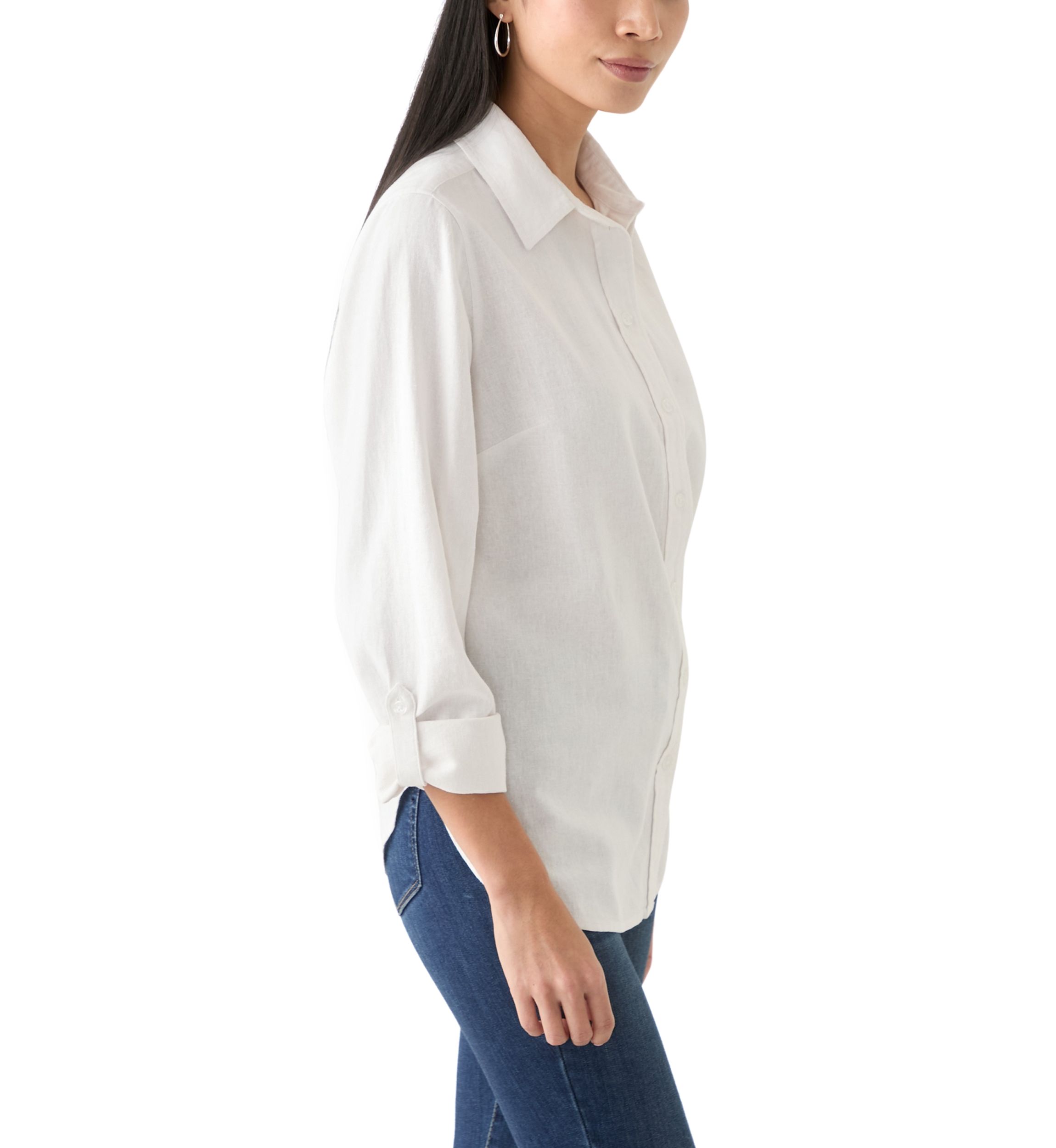 Petite Linen Blend Boyfriend Shirt
