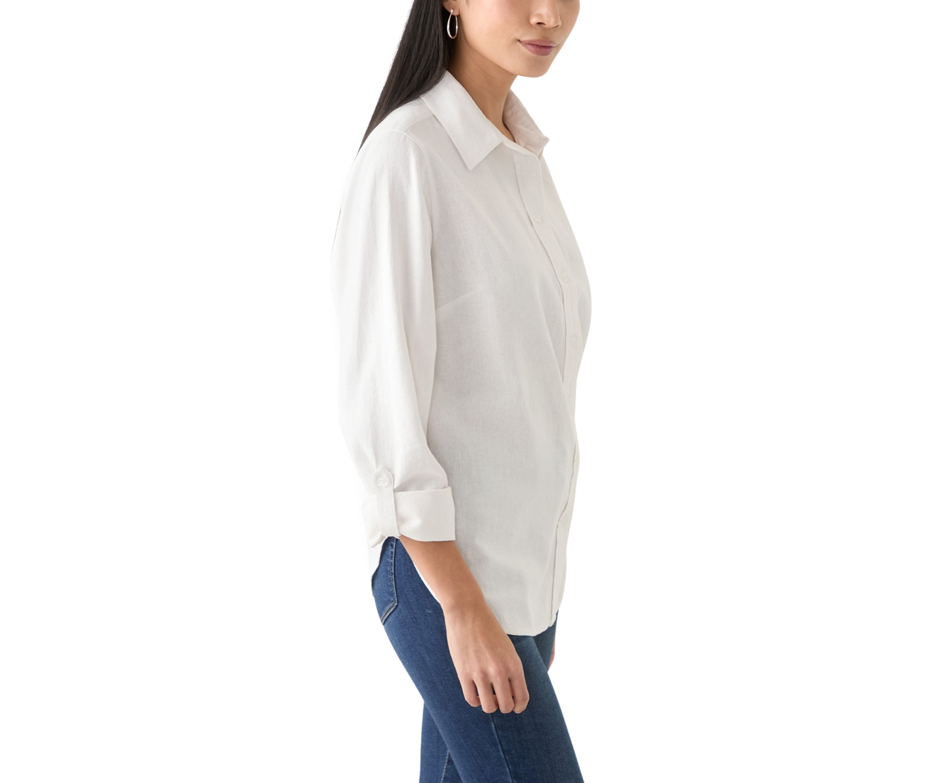 Petite Linen Blend Boyfriend Shirt