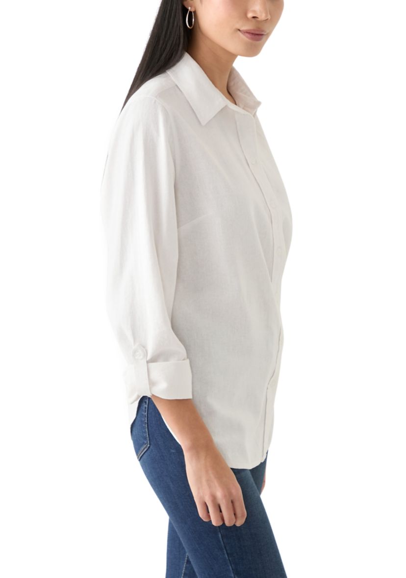 Petite Linen Blend Boyfriend Shirt