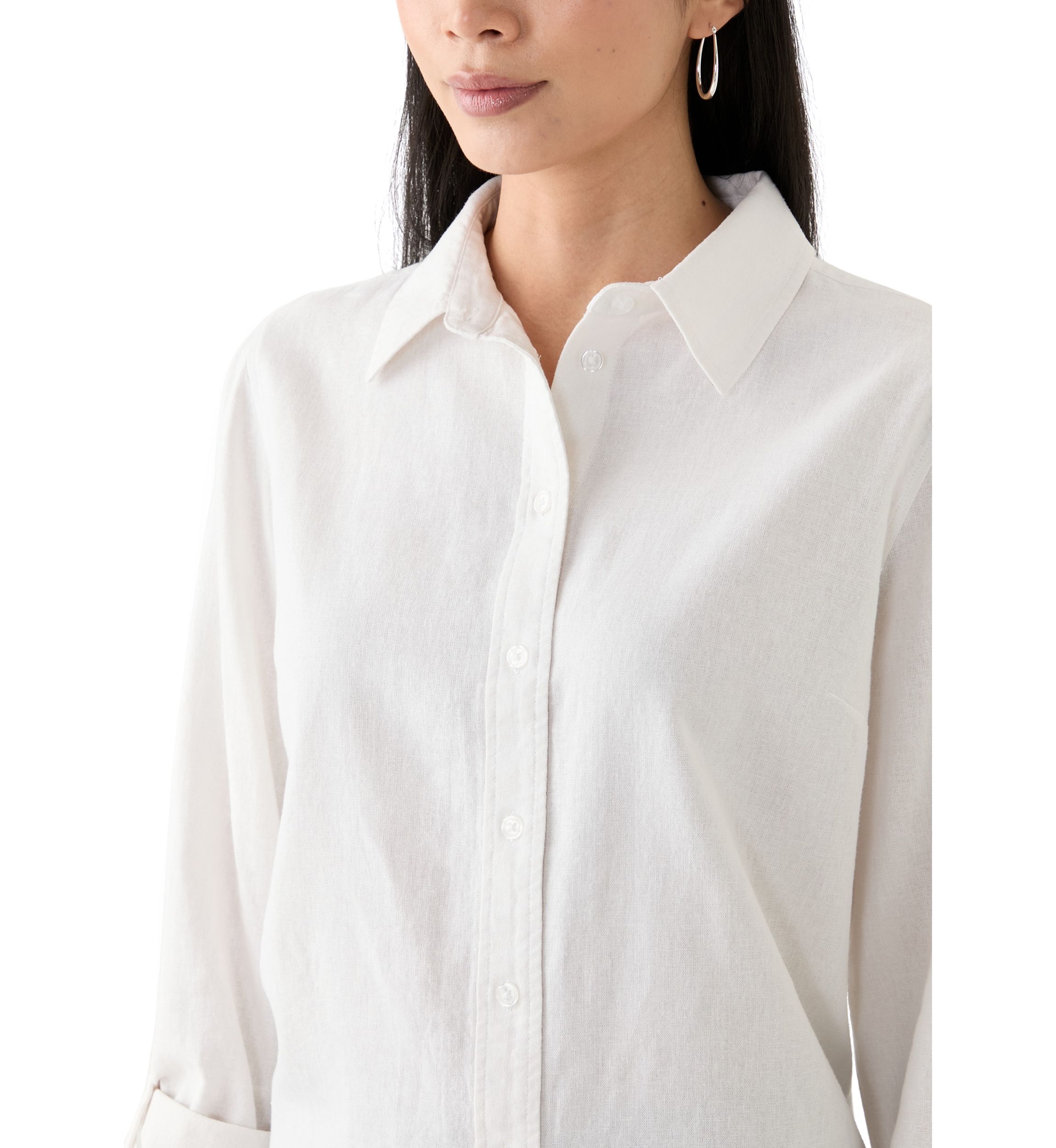 Petite Linen Blend Boyfriend Shirt
