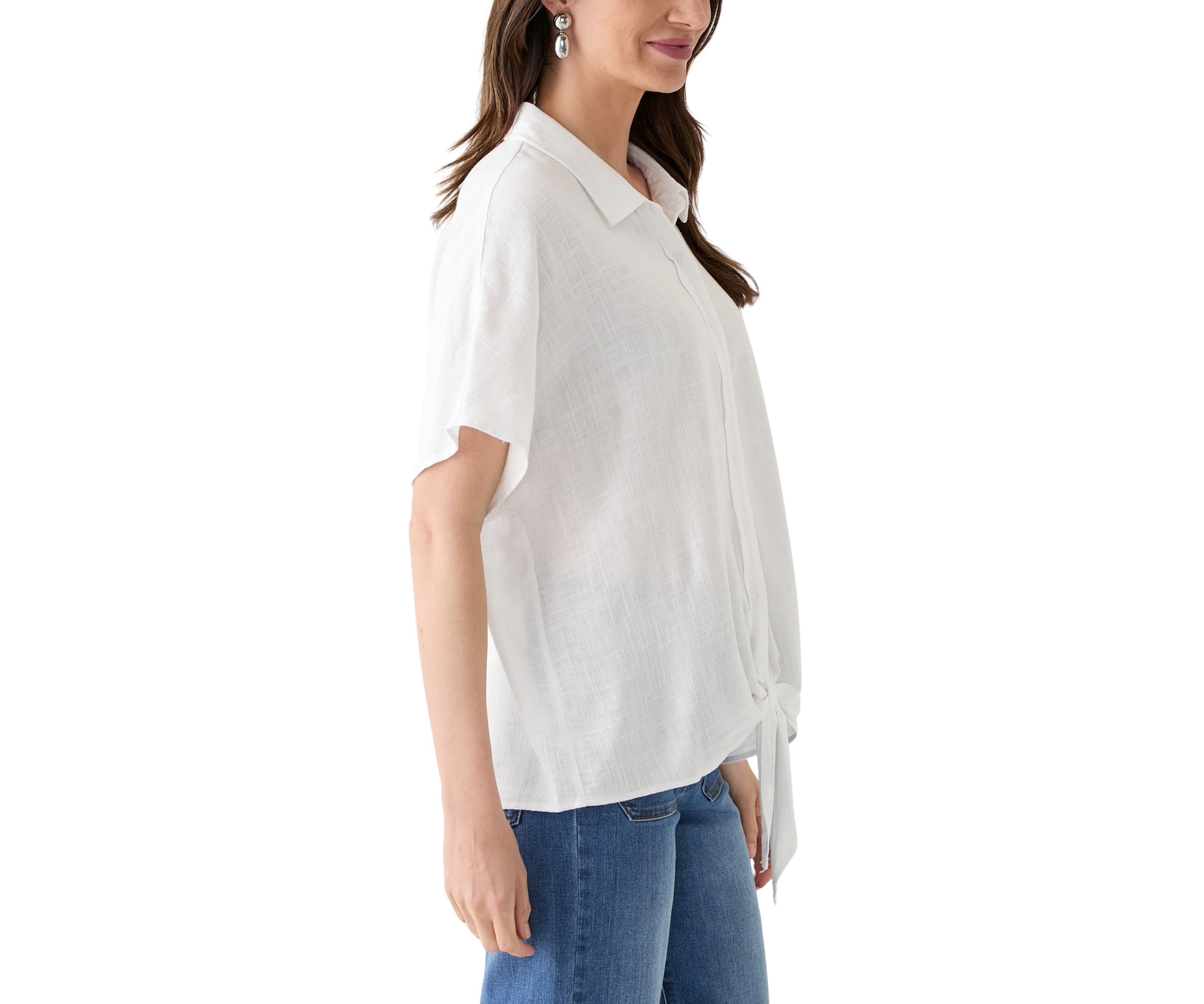 Petite Tie Front Shirt 