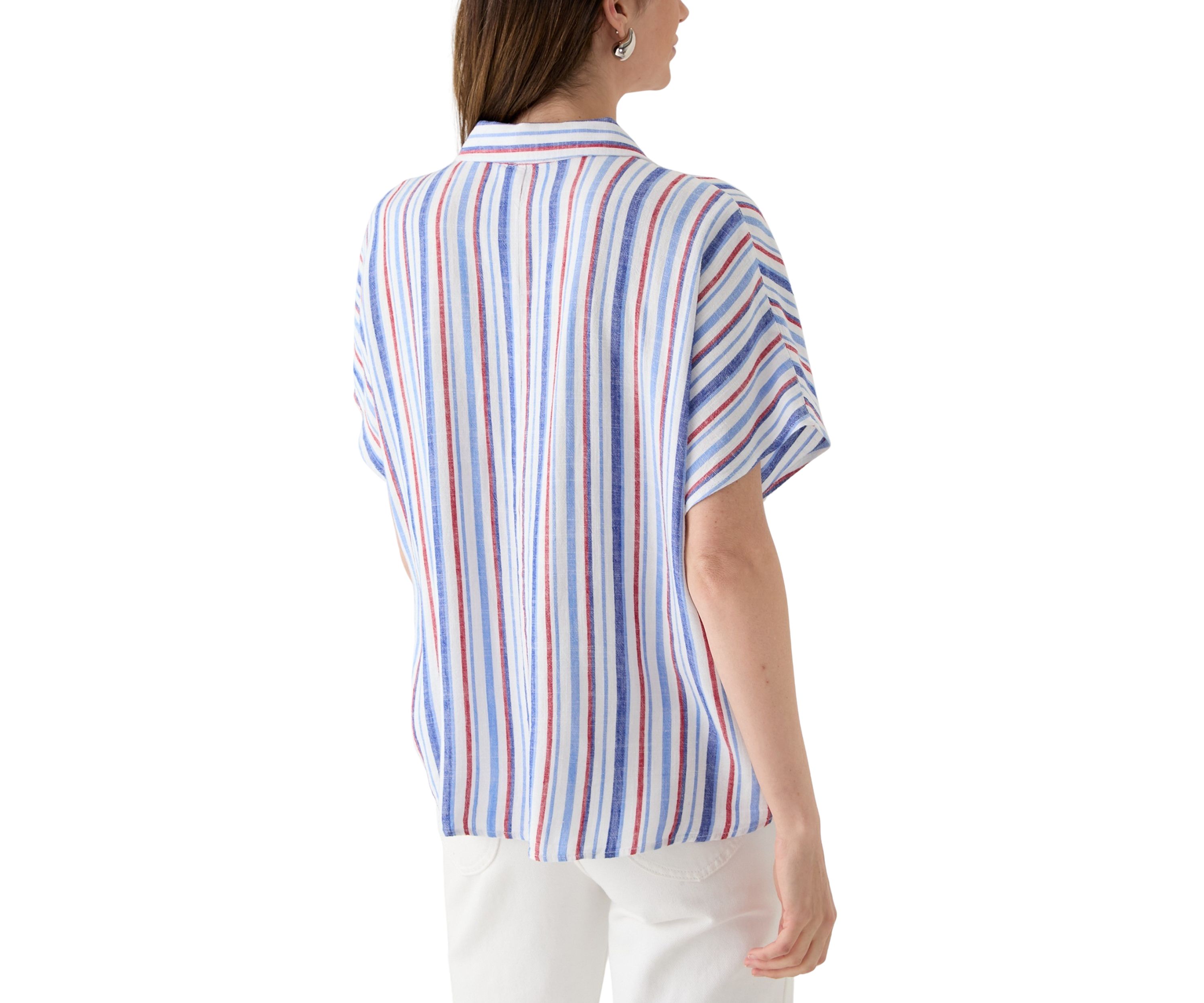 Petite Printed  Tie Front Top 