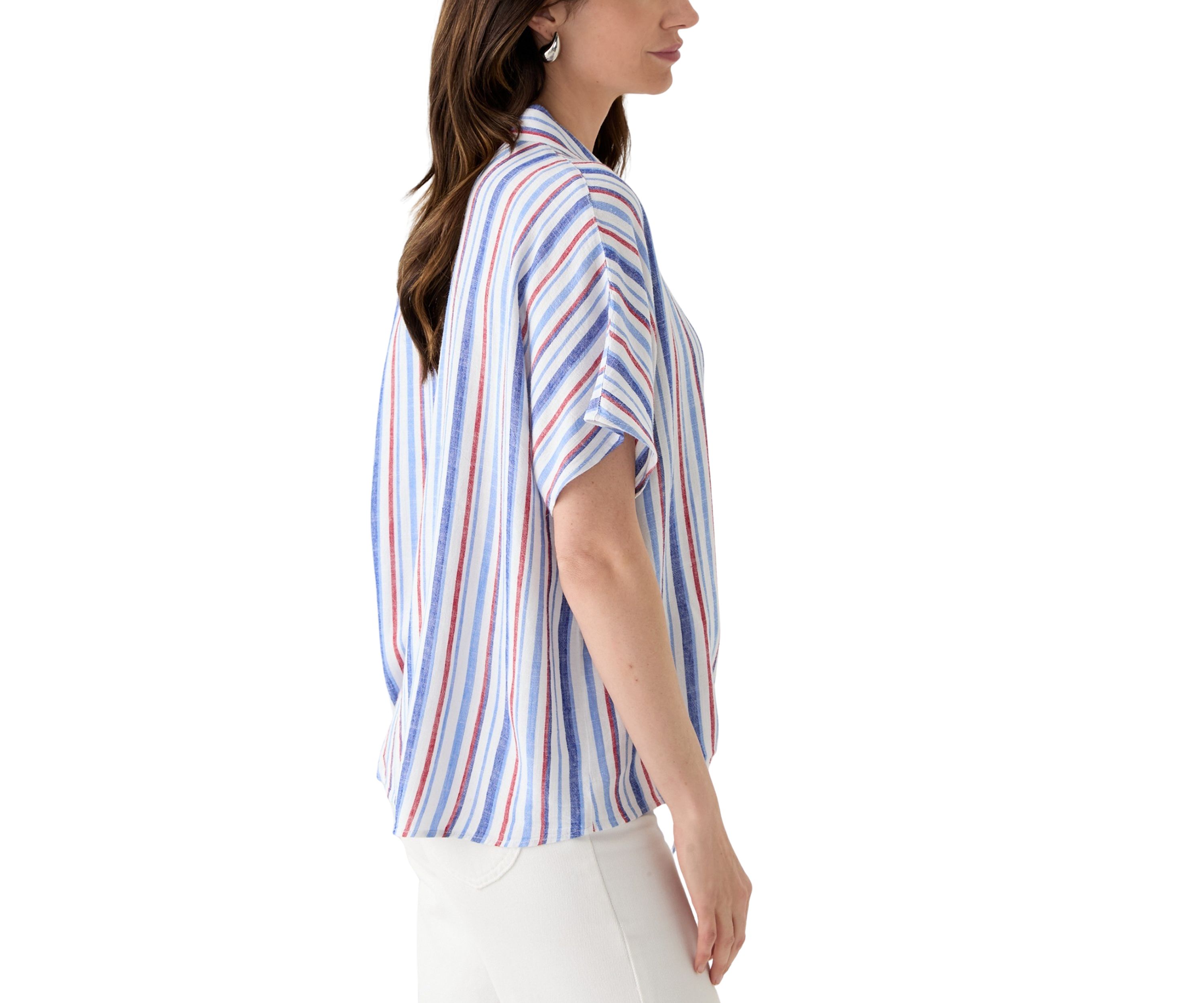 Petite Printed  Tie Front Top 